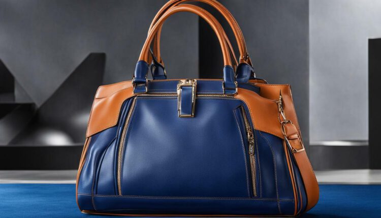 blaue leder handtasche